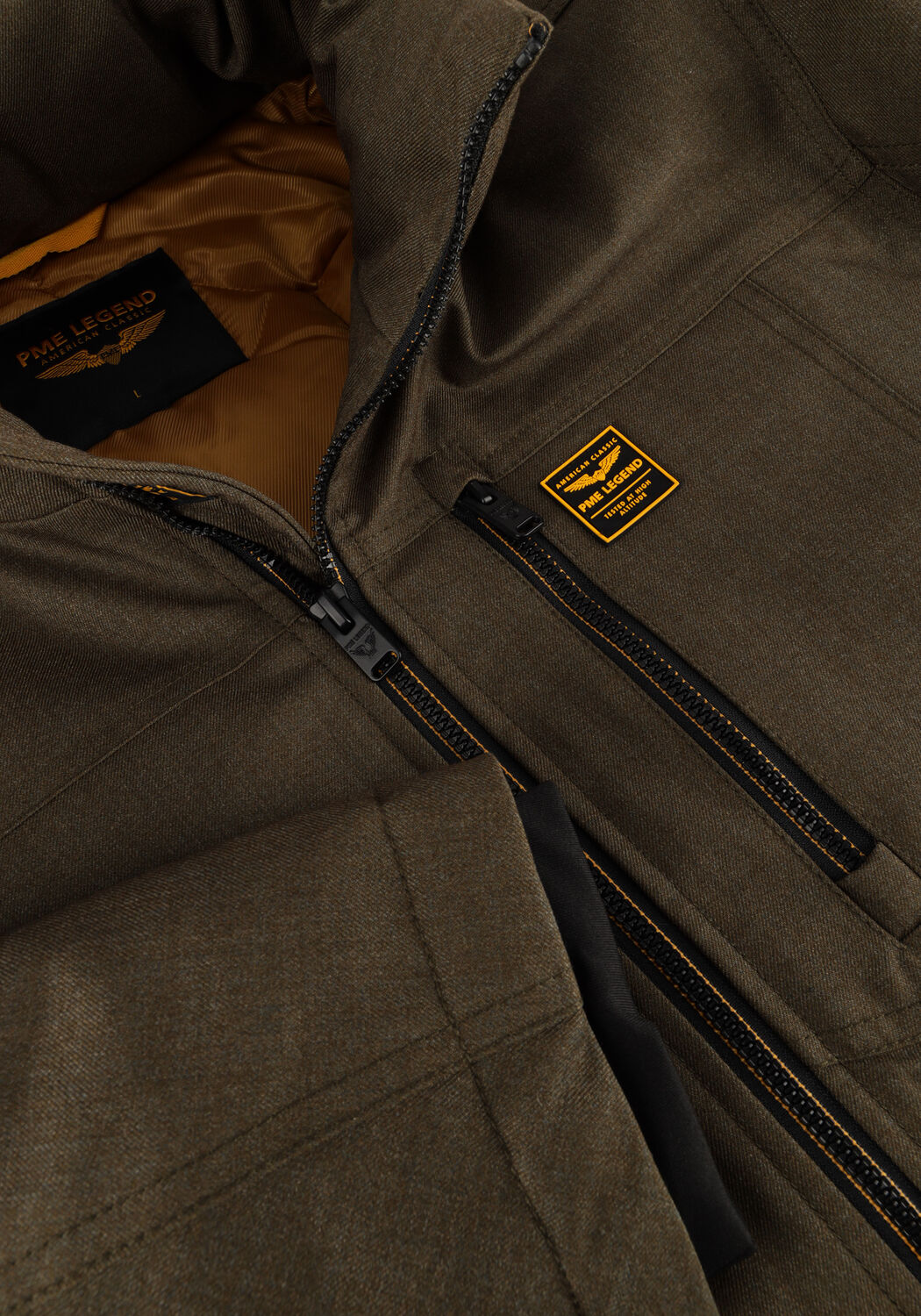 Gr&uuml;ne PME LEGEND Wattierte Jack SEMI LONG JACKET STRATOR MELANGE TWILL - large