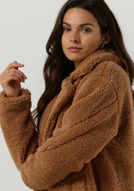 Camelfarbene NOTRE-V Teddy-Jacke TEDDY COAT LONG - large