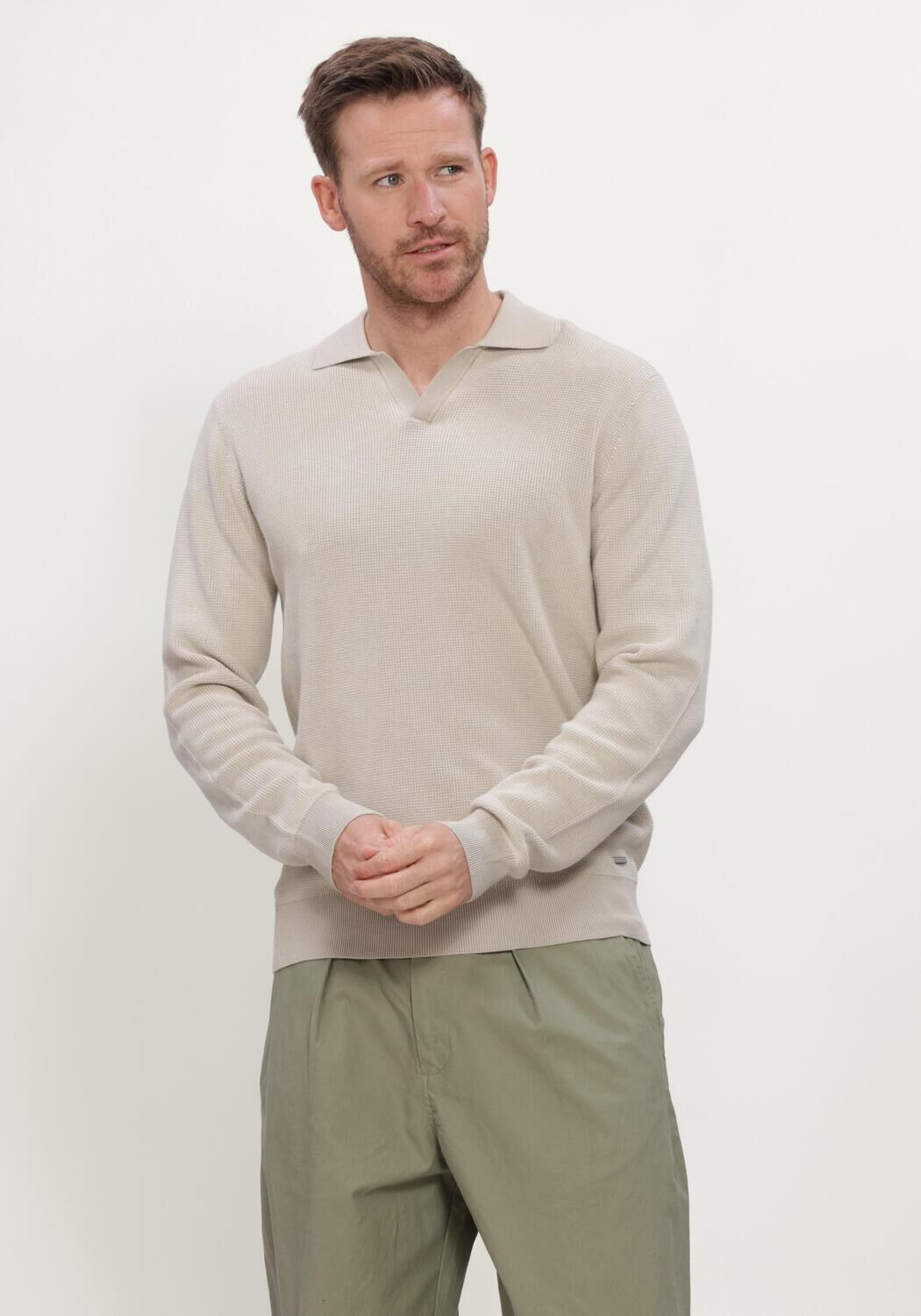 Beige DSTREZZED Polo-Shirt DS_SAHA KNIT - large