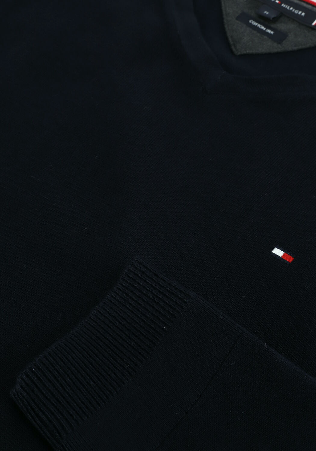 Blaue TOMMY HILFIGER Pullover CORE COTTON-SILK VNECK - large