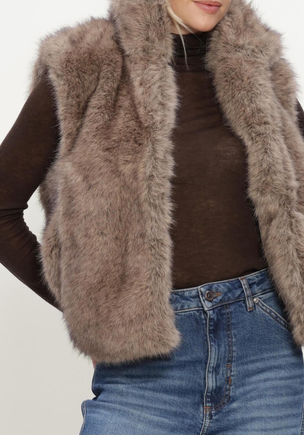 Braune OBJECT Gilet OBJISALA S/L LO HAIRY WAISTCOAT - large