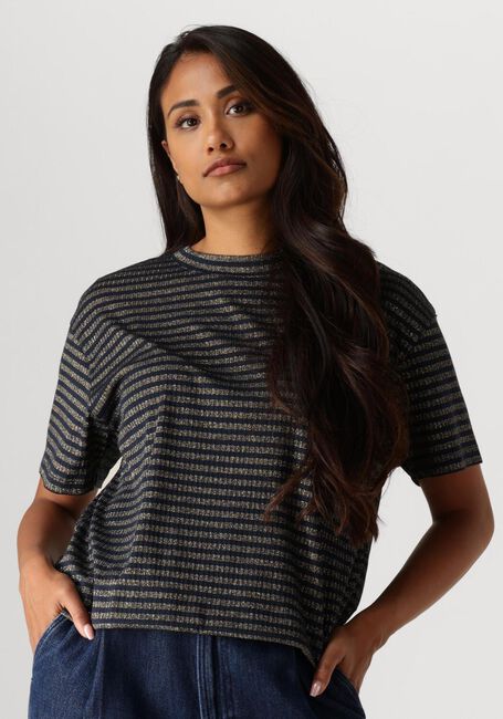 Blaue SUMMUM Top SHORTSLEEVE TOP LUREX RIB STRIPE - large