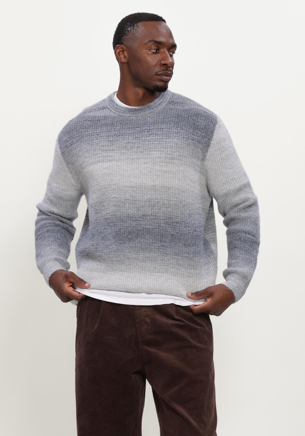 Graue ANERKJENDT Pullover AKSINUS SPACE DYE KNIT - large