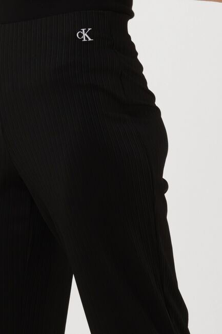 Schwarze CALVIN KLEIN Weite Hose SHINY RIB WIDE LEG PANTS - large