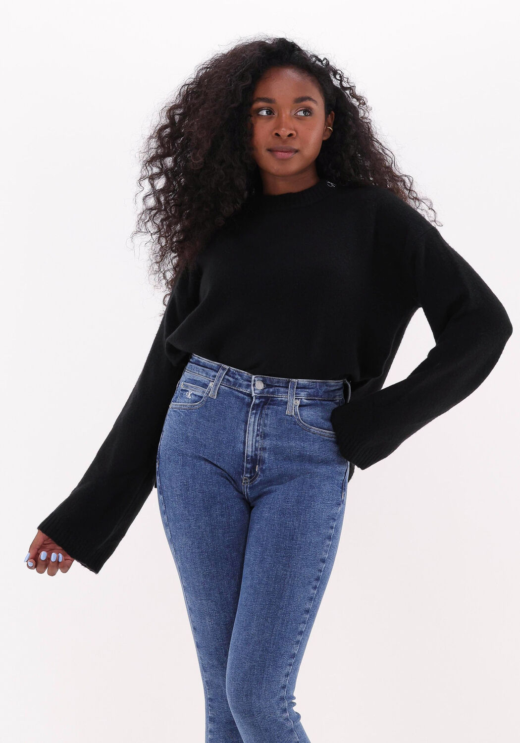 Schwarze CALVIN KLEIN Pullover FLUFFY WIDE OPEN SLEEVES SWEATER Omoda