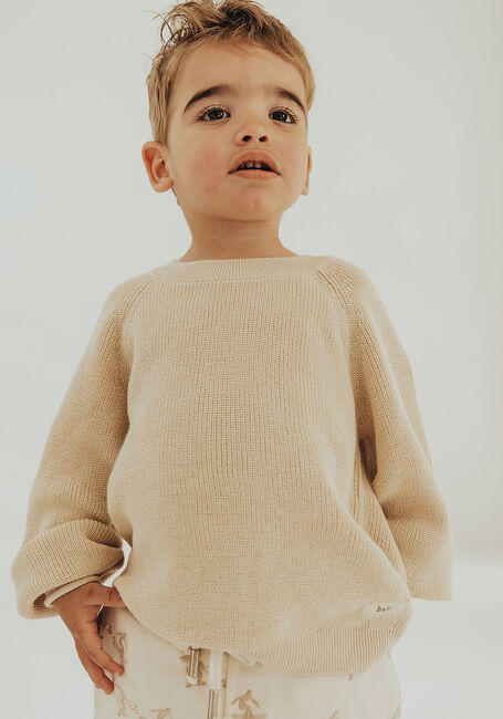 Sand BAJE STUDIO Pullover KNITTED SWEATER UNISEX - large