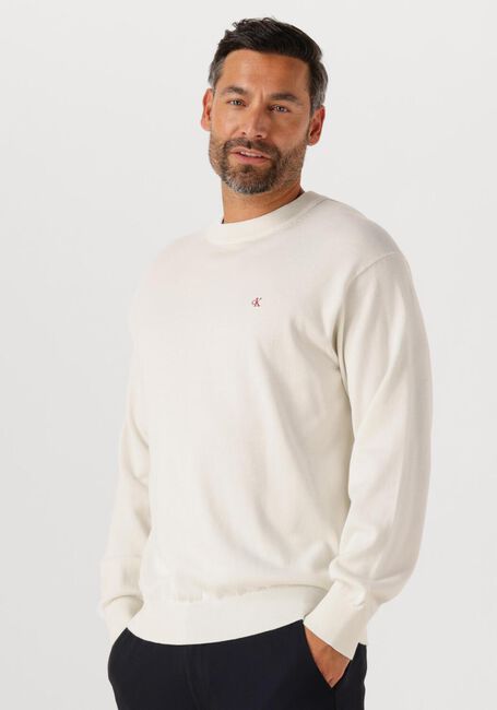 Ecru CALVIN KLEIN Pullover LS EZ COTTON CREWNK SWEATER 12GG - large