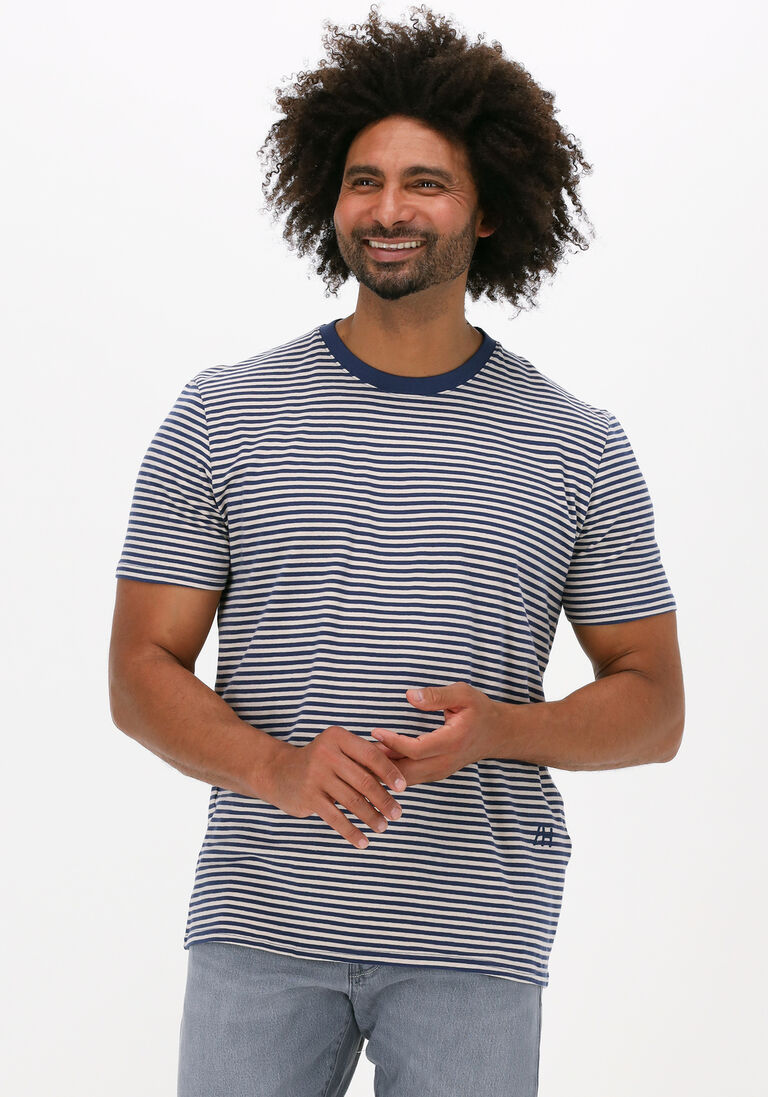 blaue selected homme t-shirt slhrelaxbutch stripe ss o-neck
