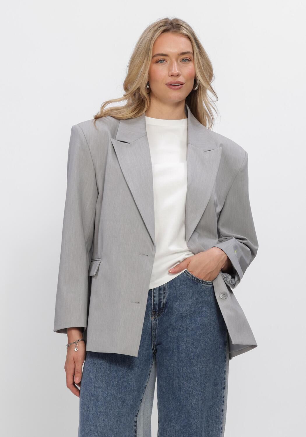 Graue ALIX THE LABEL Blazer LADIES WOVEN CLEAN MIX BLAZER - large