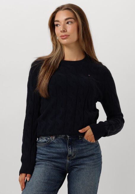 Dunkelblau TOMMY HILFIGER Pullover SOFT WOOL CABLE ROLL-NK - large