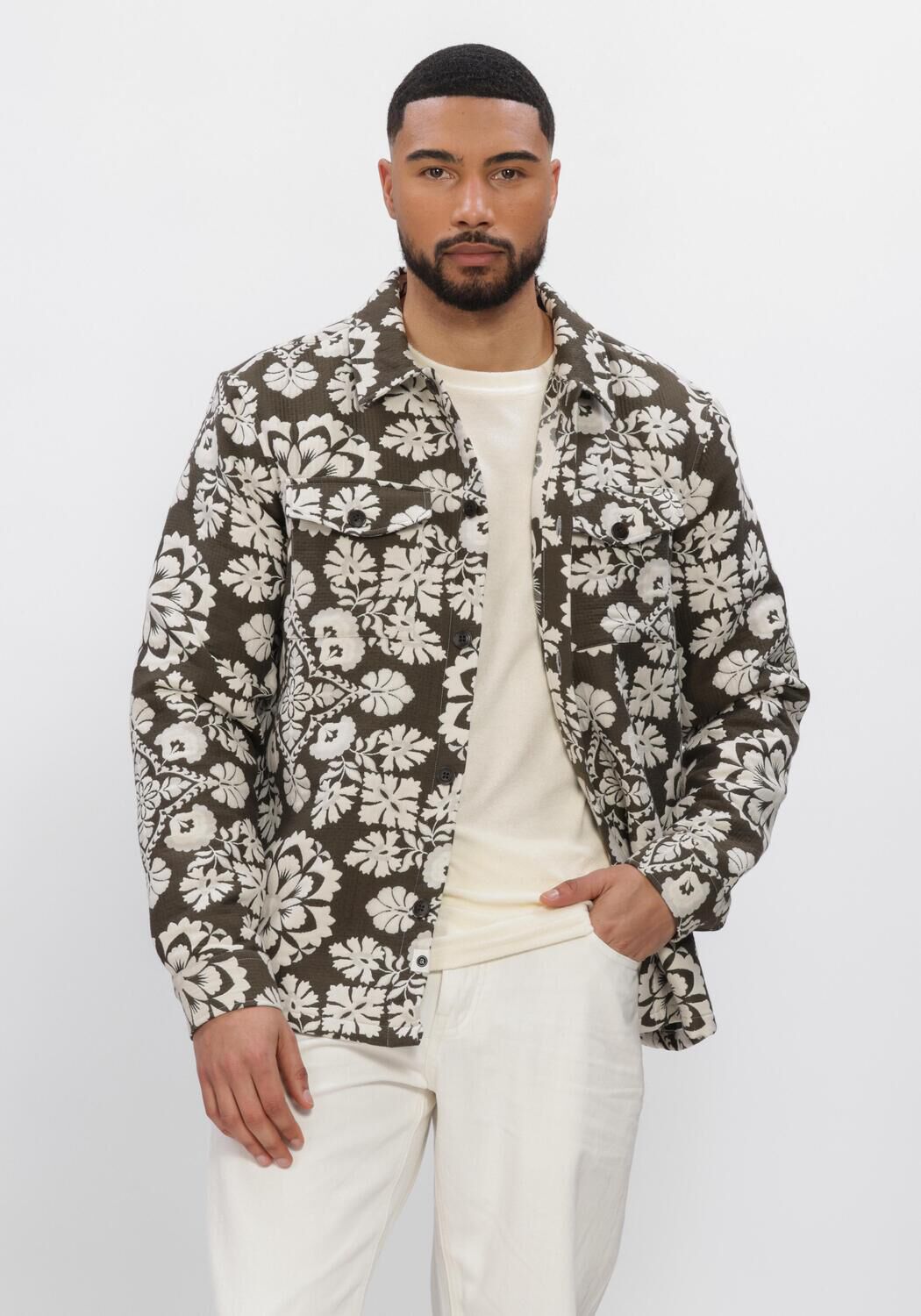 Gr&uuml;ne ANERKJENDT Overshirts AKOSCAR FLOWER JACQ OVERSHIRT - large