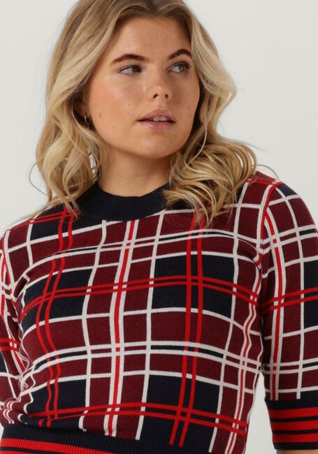 Rote VANILIA Pullover CHECKED SHORTSLEEVE - large