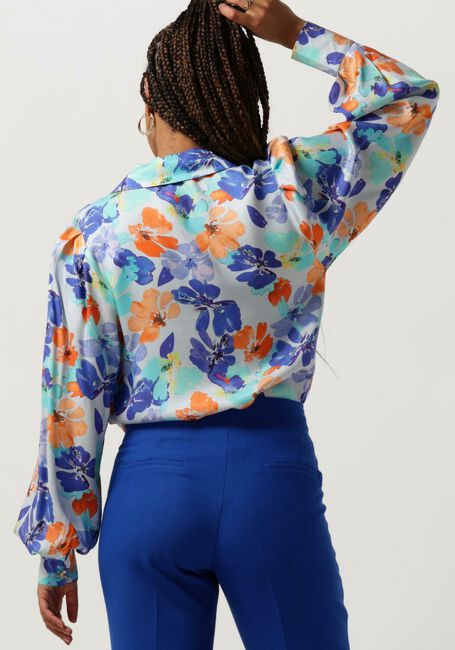Hellblau JANSEN AMSTERDAM Blusen WP764 PRINTED BLOUSE LONG PUFFED SLEEVE - large