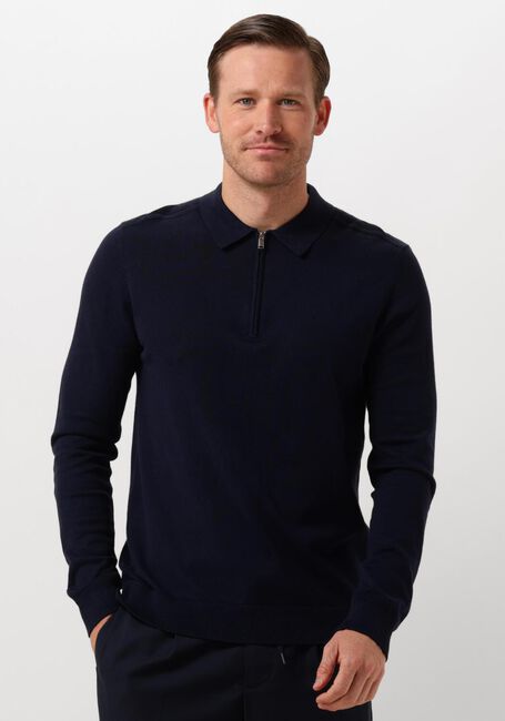Dunkelblau SELECTED HOMME Polo-Shirt SLHBERG LS HALF ZIP POLO - large