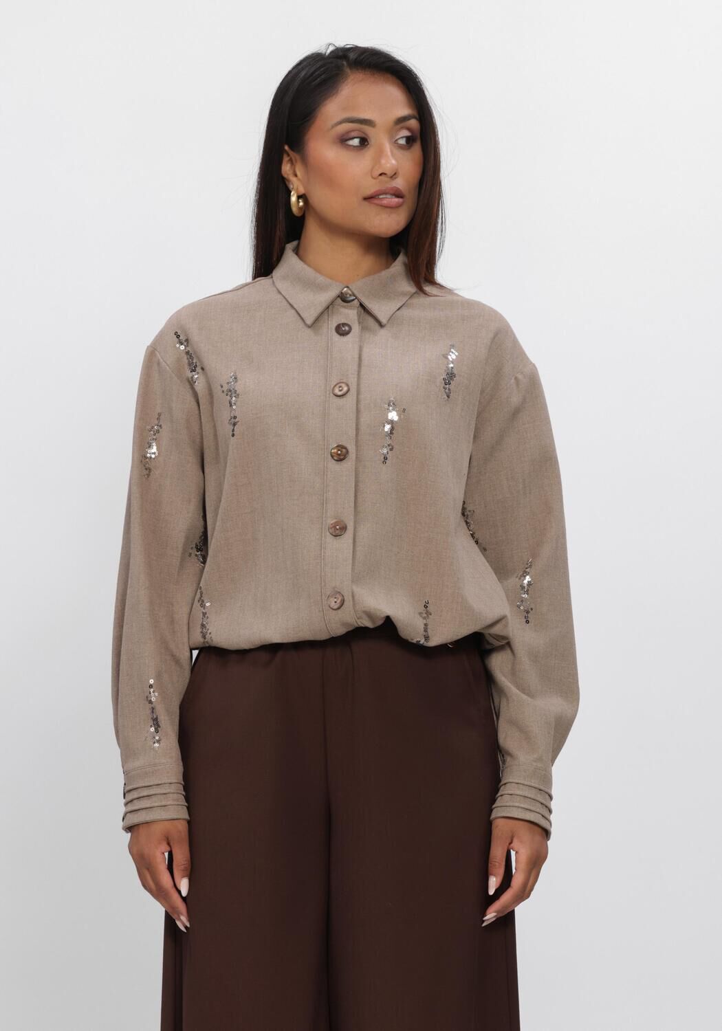 Beige NUKUS Blusen ANNELYNN BLOUSE PAILLET - large