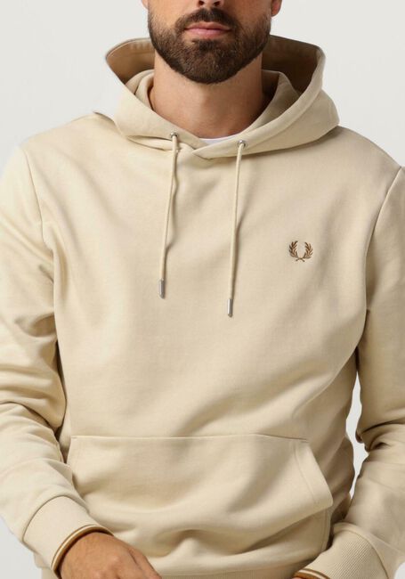 Beige FRED PERRY Pullover & Cardigans TIPPED HOODED SWEATSHIRT - large
