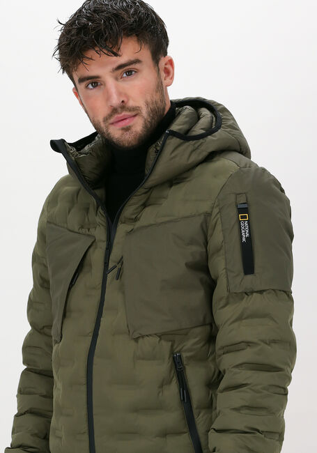 Olive NATIONAL GEOGRAPHIC Wattierte Jack HOODED JACKET - large