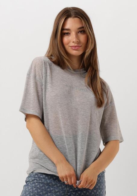 Silberne ALIX THE LABEL Top LADIES KNITTED SHEER T-SHIRT - large