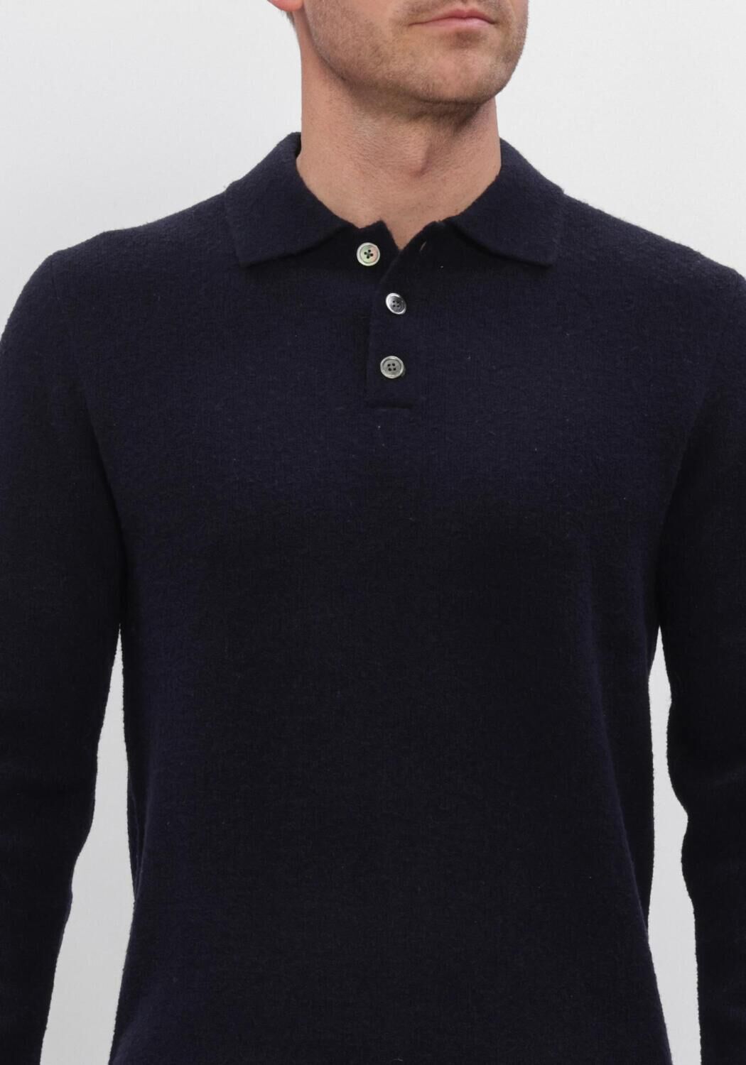 Dunkelblau PROFUOMO Polo-Shirt BOILED WOOL - large