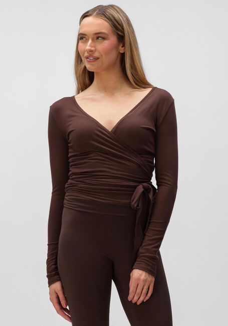 Braune NEO NOIR Strickjacke NIA JERSEY WRAP BLOUSE - large