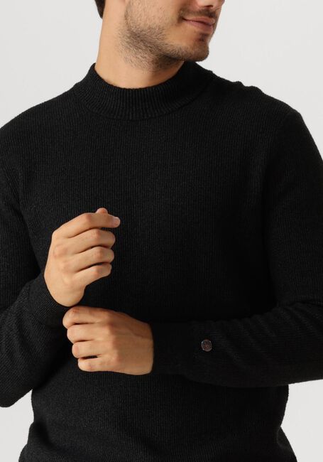 Schwarze CAST IRON Pullover MOCK NECK FINE BOUCLE - large