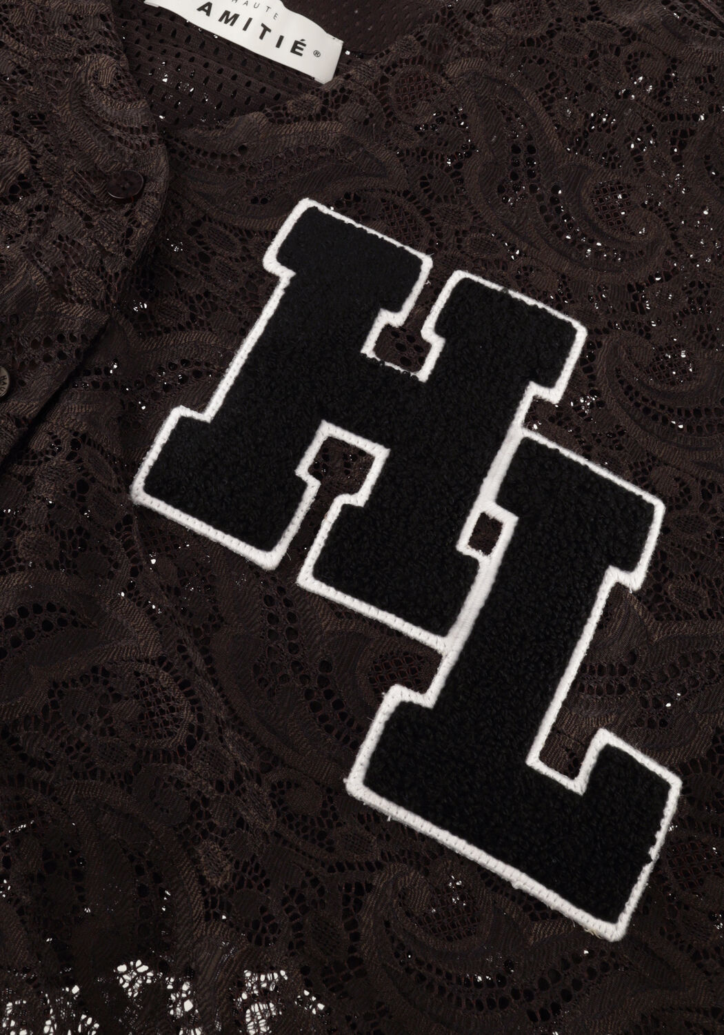 Schwarze HAUTE L'AMITI&Eacute; Top COURT LACE TEE - large