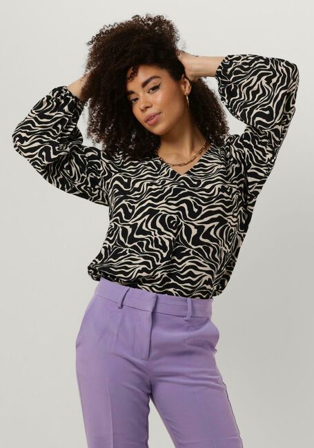 Schwarze OBJECT Blusen OBJLEONORA L/S V-NECK TOP - large