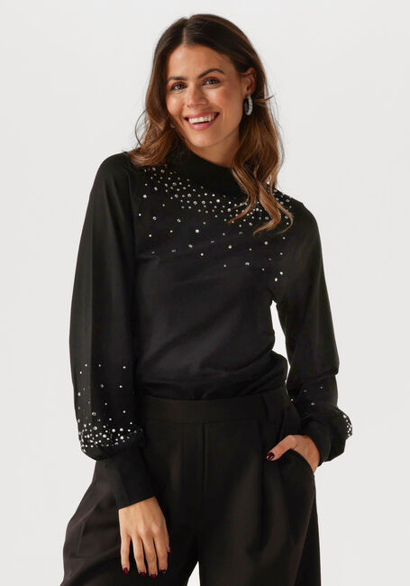 Schwarze JANSEN AMSTERDAM Tops & T-shirts V183 TURTLE RHINESTONES TOP - large