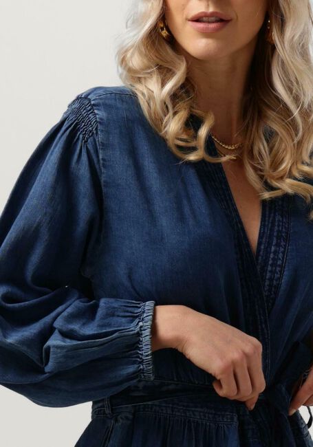 Blaue SUMMUM Maxikleid DRESS COTTON INDIGO SATEEN - large