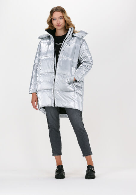 Silberne CALVIN KLEIN Wattierte Jack COCOON OVERSIZED SILVER JACKET - large