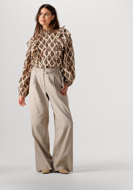 Beige SUMMUM Hosen TROUSERS WIDE LINEN BLEND TWILL - large