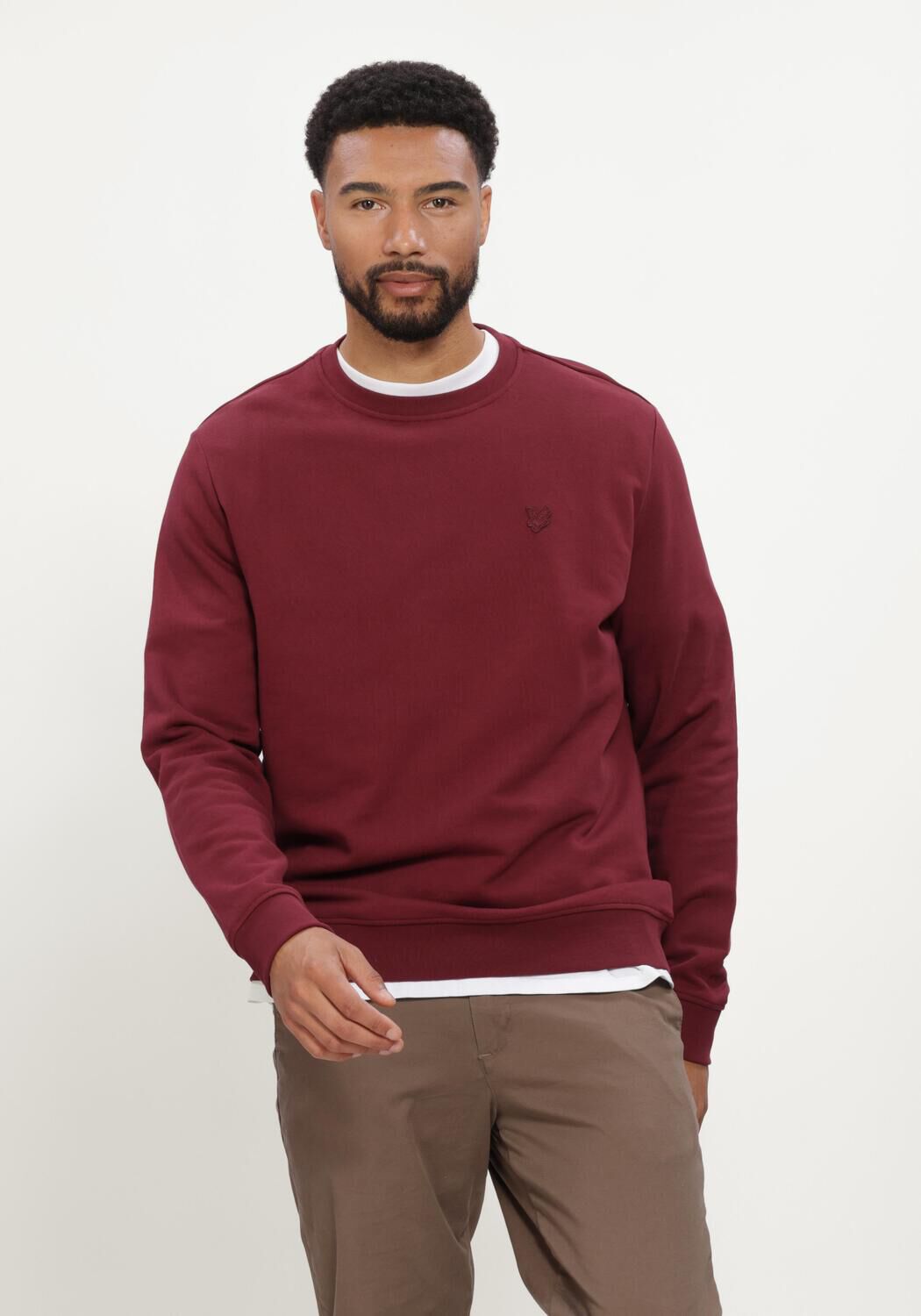 Bordeaux LYLE & SCOTT Pullover SUPERFINE CREW NECK SWEATSHIRT - large