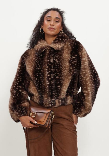 Braune STUDIO AR Fake-Fur-Jack LUCY FAUX FAWN - large