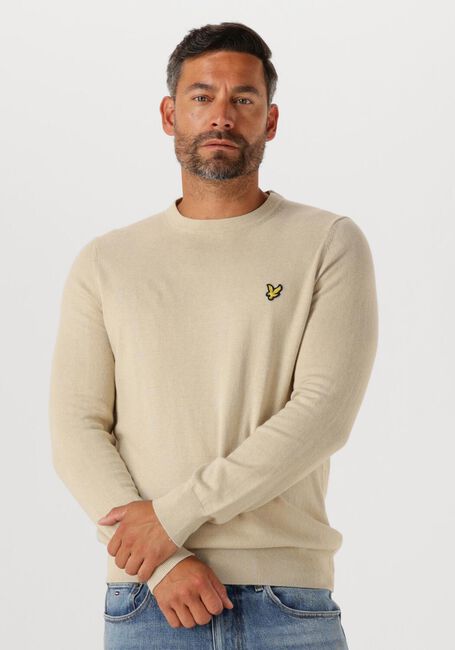 Taupe LYLE & SCOTT Pullover COTTON MERINO CREW NECK JUMPER - large