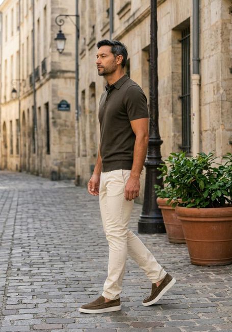 Braune PROFUOMO Polo-Shirt POLO SS LUXURY BASIC - large