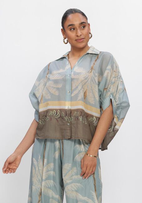 Blaue SUMMUM Blusen BLOUSE PALMTREE PRINT - large