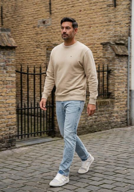 Beige TOMMY JEANS Pullover TJM REG S FLAG CREW EXT - large