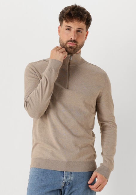 Beige SELECTED MEN Pullover SLHBERG HALF ZIP CARDIGAN NOOS - large