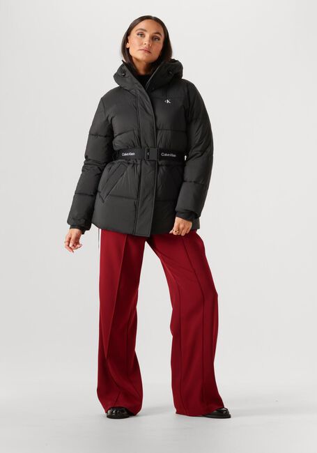 Schwarze CALVIN KLEIN Wattierte Jack BELTED MIDWEIGHT PUFFER - large