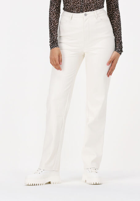 Sand NA-KD Chino HIGHWAIST PU PANTS - large