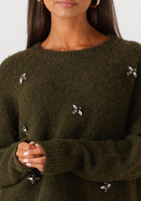 Dunkelgrün SUMMUM Pullover EMBELLISHED SWEATER COZY MELANGE KNIT - large
