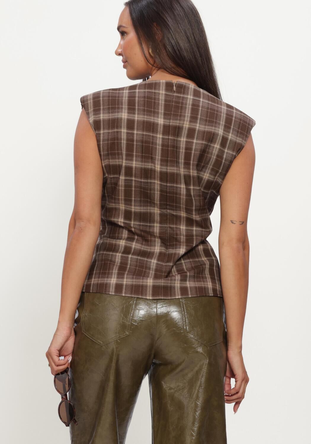 Braune CO'COUTURE Top DAGNYCC CHECK PLEAT TOP - large
