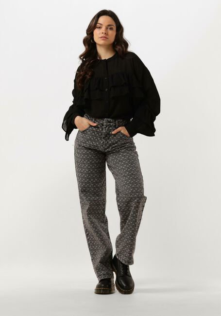 Schwarze ALIX THE LABEL Blusen LADIES WOVEN STRUCTURED CHIFFON RUFFLE BLOUSE - large