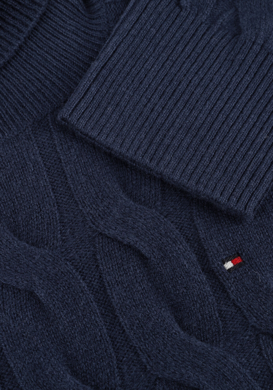 Dunkelblau TOMMY HILFIGER Rollkragenpullover SOFT WOOL CABLE ROLL-NK LS SWT - large