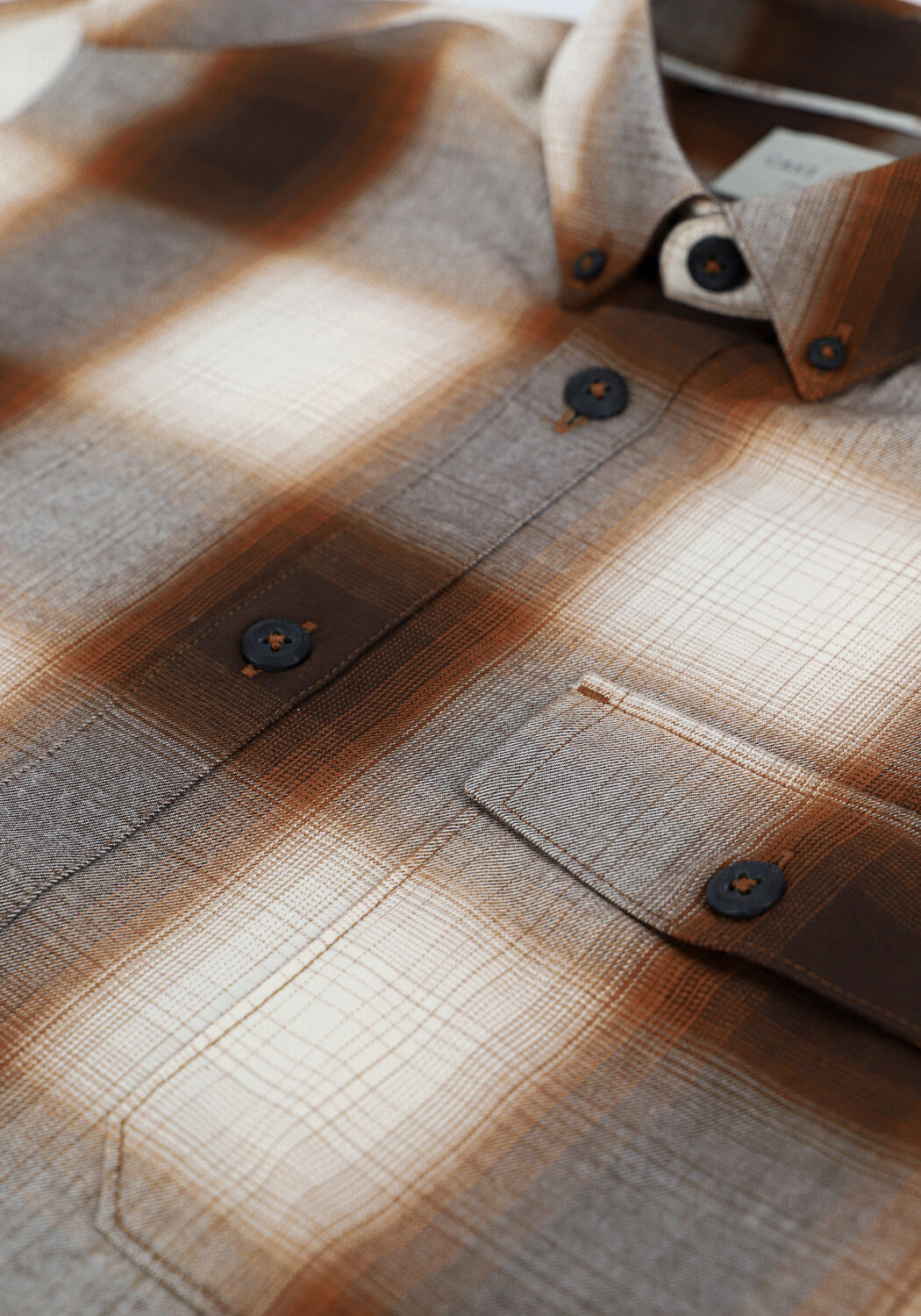 Braune CAST IRON Casual-Oberhemd LONG SLEEVE SHIRT YD SHADOW CH - large