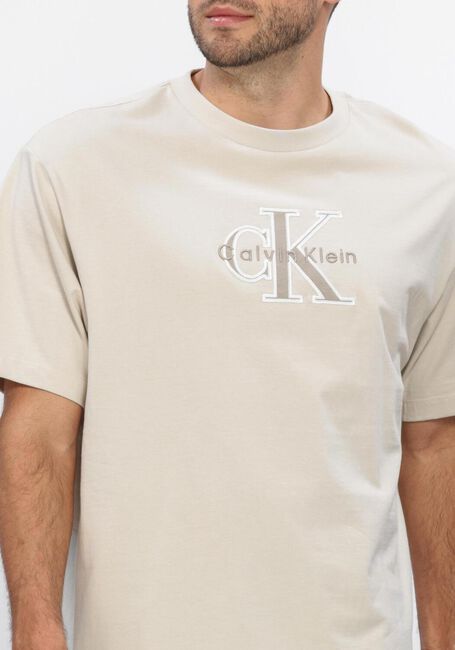 Sand CALVIN KLEIN T-shirt SS 16S ELEVATED MONOLOGO TEE - large