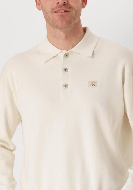 Weiße CALVIN KLEIN Polo-Shirt COTTON POLO SWEATER - large