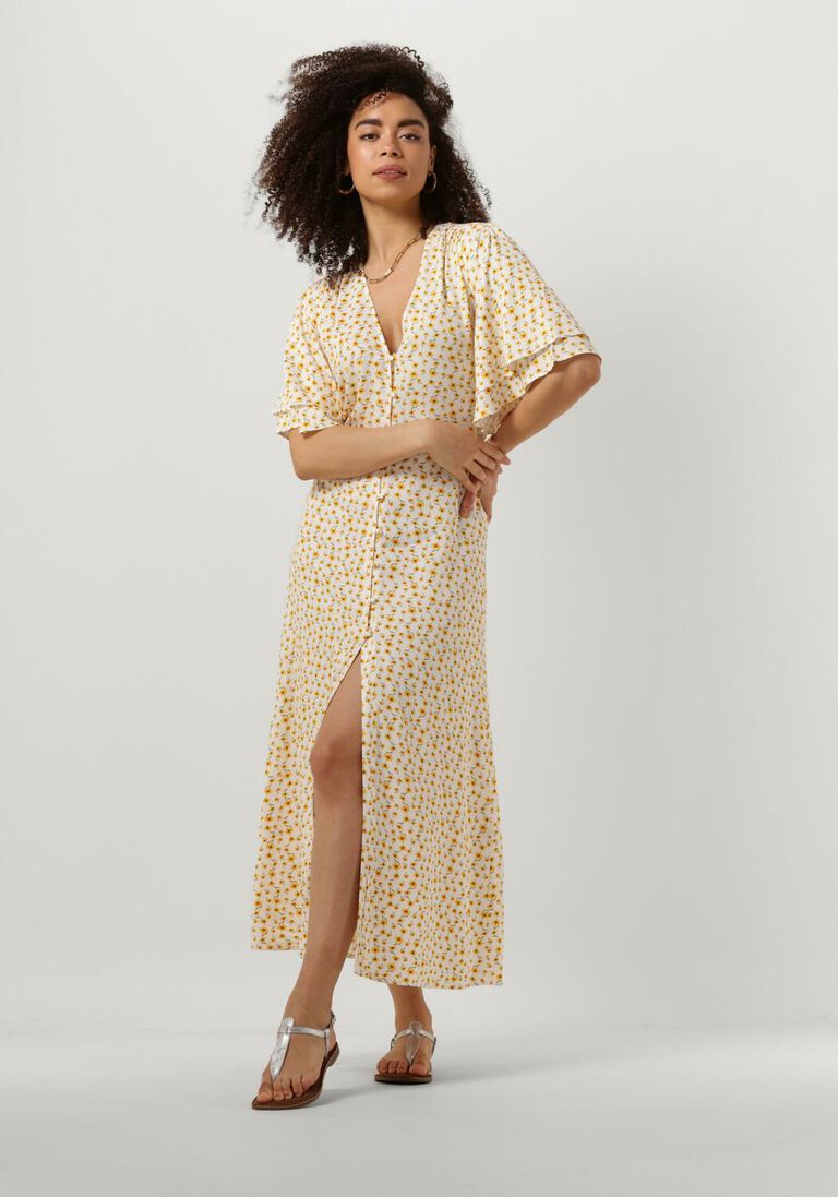 gelbe another label midikleid clare flower dress s/s