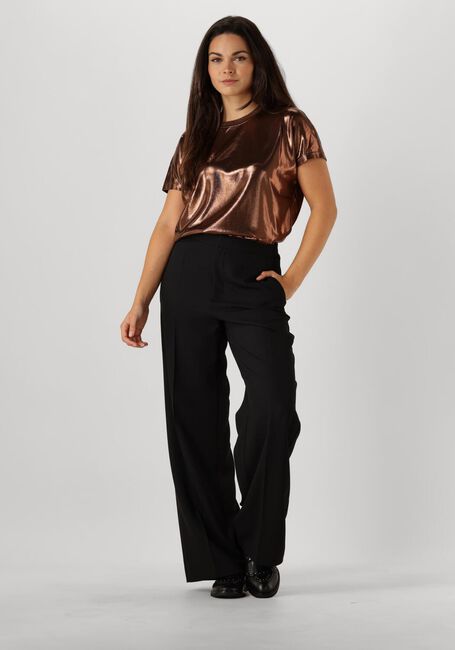 Bronzefarbene MOS MOSH T-shirt NIVOLA O-NECK METALLIC TEE - large