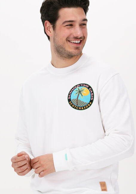 Weiße SCOTCH & SODA Sweatshirt SEASONAL LOGO-ARTWORK CREWNECK SWEATSHIRT - large